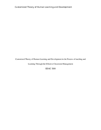 Customized Theory of Human Learning and Development .docx