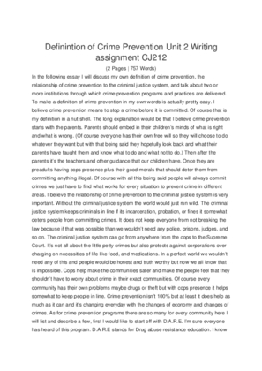 Definintion of Crime Prevention Unit 2 Writing assignment CJ212