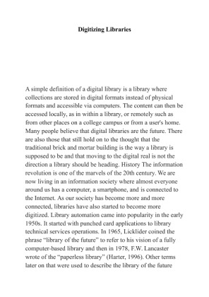 Digitizing Libraries