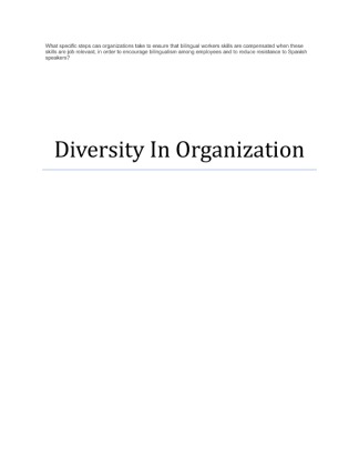 Diversity in organizations What specific steps can organizations take...
