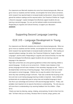 ECE 315  Language Development in Young Children Our classrooms are...