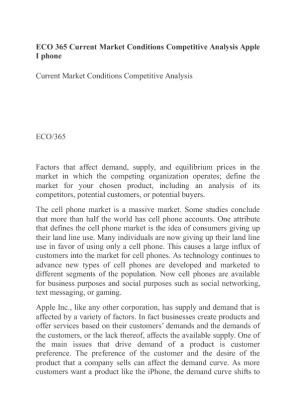 ECO 365 Current Market Conditions Competitive Analysis Apple I phone