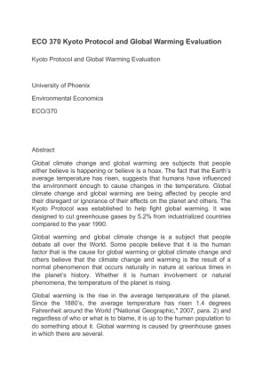 ECO 370 Kyoto Protocol and Global Warming Evaluation