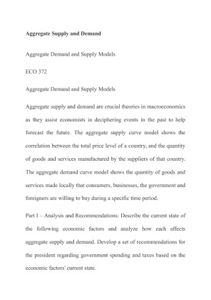 ECO 372 Aggregate Demand and Supply Models paper