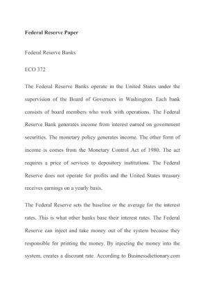 ECO 372 Federal Reserve Paper