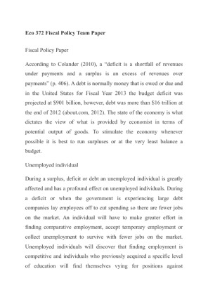 Eco 372 Fiscal Policy Team Paper