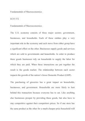 ECO 372 Fundamentals of Macroeconomics