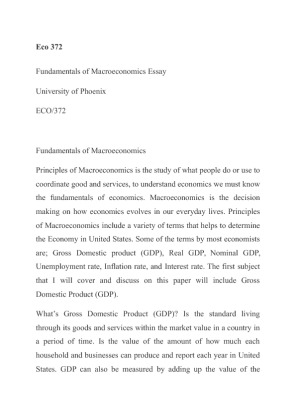 Eco 372 Fundamentals of Macroeconomics Essay