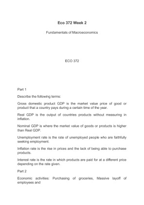 Eco 372 Week 2 Fundamentals of Macroeconomics