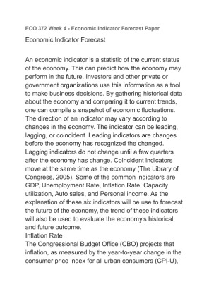 ECO 372 Week 4   Economic Indicator Forecast Paper