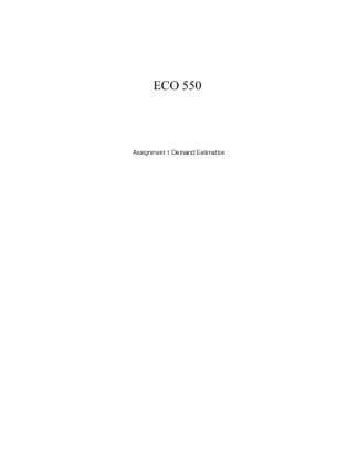 ECO 550 Assignment 1 Demand Estimation