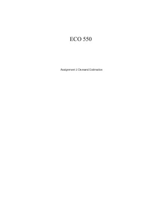 ECO 550 Assignment 2 Demand Estimation