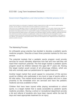 ECO 550 Government Regulations and intervention in Market process in US