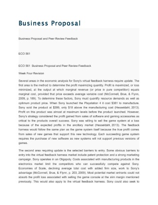 ECO 561  Business Proposal and Peer Review Feedback