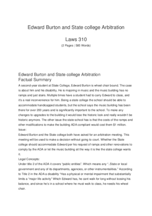 Edward Burton and State college Arbitration