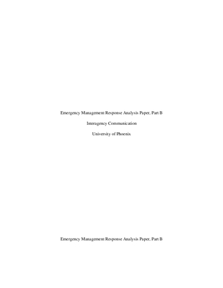 Emergency Management Response Analysis Paper, Part 