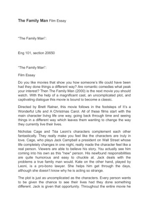 Eng 101 The Family Man Film Essay