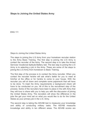 ENG 111 Steps to Joining the United States Army