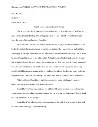 ENG 200 Week 8 Essay Literary Research Project