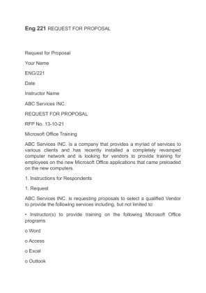 Eng 221 REQUEST FOR PROPOSAL ABC Services INC
