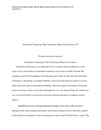 Eng Comp II Information Technology Information Technology What...