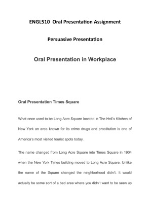 ENGL510  Oral Presentation Assignment  Persuasive Presentatio