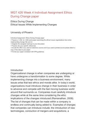 Ethical Issues While Implementing Changes