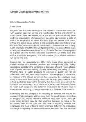 Ethical Organization Profile MGT216
