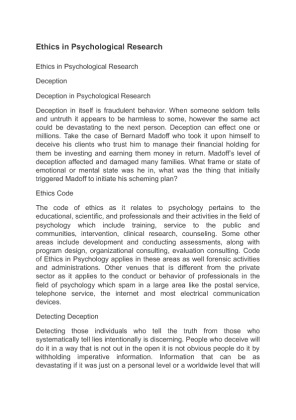 Ethics in Psychological Research