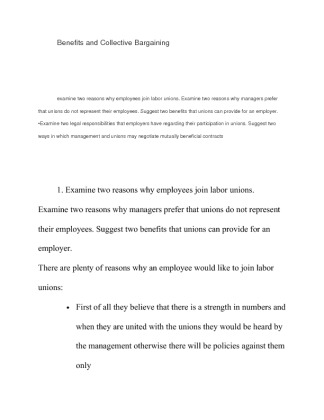 examine two reasons why employees join labor unions. Examine two...