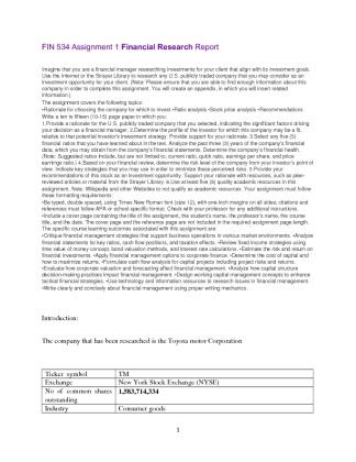 FIN 534 Assignment 1 Financial Research Report (2)