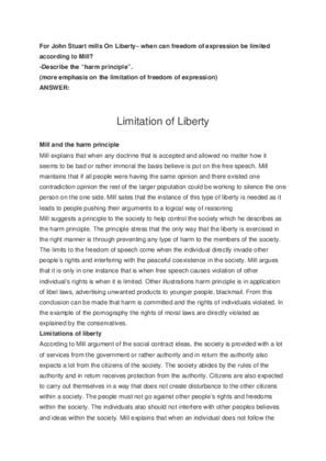 For John Stuart mills On Liberty when can freedom of expression be...