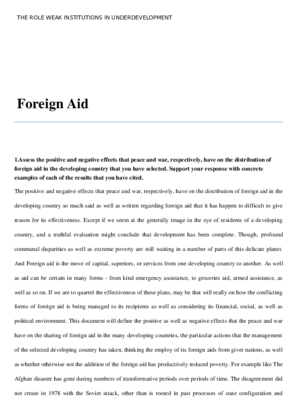 Foreign Aid  The Role Weak Institutions in Underdevelopment