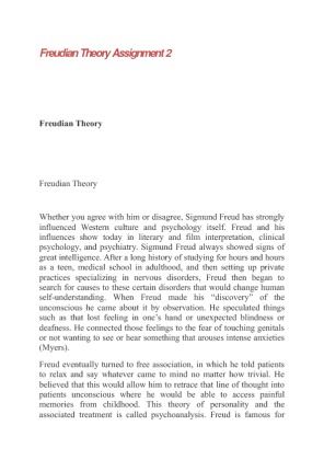 Freudian Theory Assignment 2
