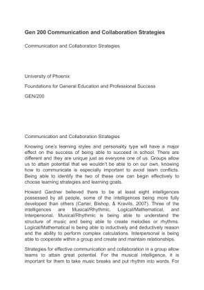 Gen 200 Communication and Collaboration Strategies