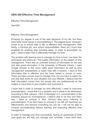 GEN 200 Effective Time Management