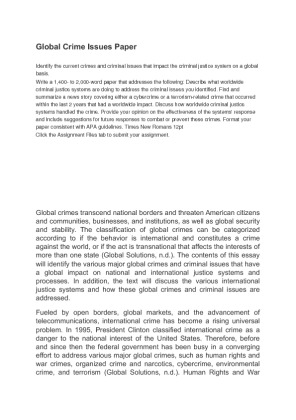Global Crime Issues Paper Describe what worldwide criminal justice...