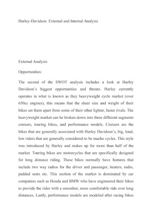 Harley Davidson  External and Internal Analysis