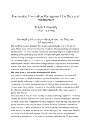 Harnessing Information Management the Data and Infrastructure