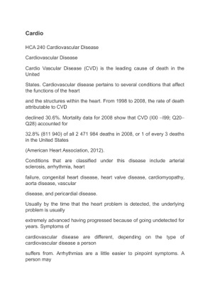 HCA 240 Cardiovascular Disease