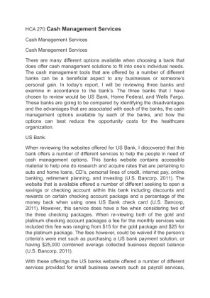 HCA 270 Cash Management Service1