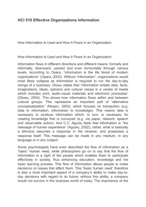 HCI 510 Effective Organizations Information