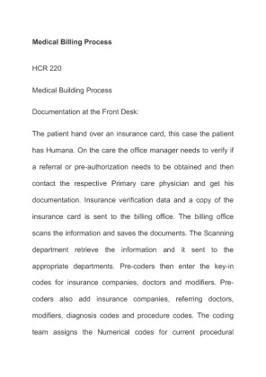 HCR 220 Medical Billing Process