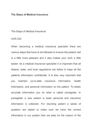 HCR 220 The Steps of Medical Insurance