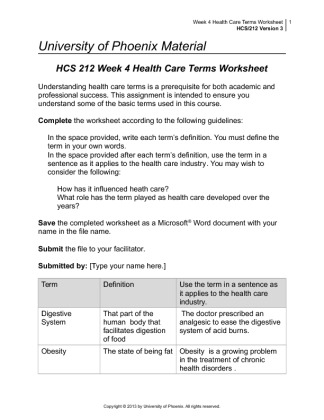 Health care technology terms worksheet