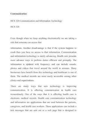 HCS 320 Communication and Information Technology