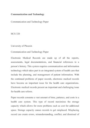 HCS 320 Communication and Technology paper