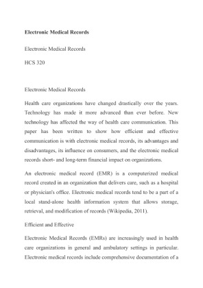 HCS 320 Electronic Medical Records