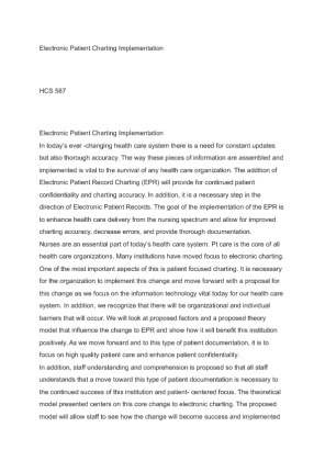 HCS 587 Electronic Patient Charting Implementation Paper