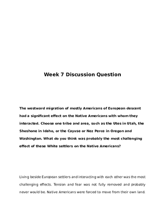 HIS 115 VERSION 3 Week 7 Discussion Question 019644